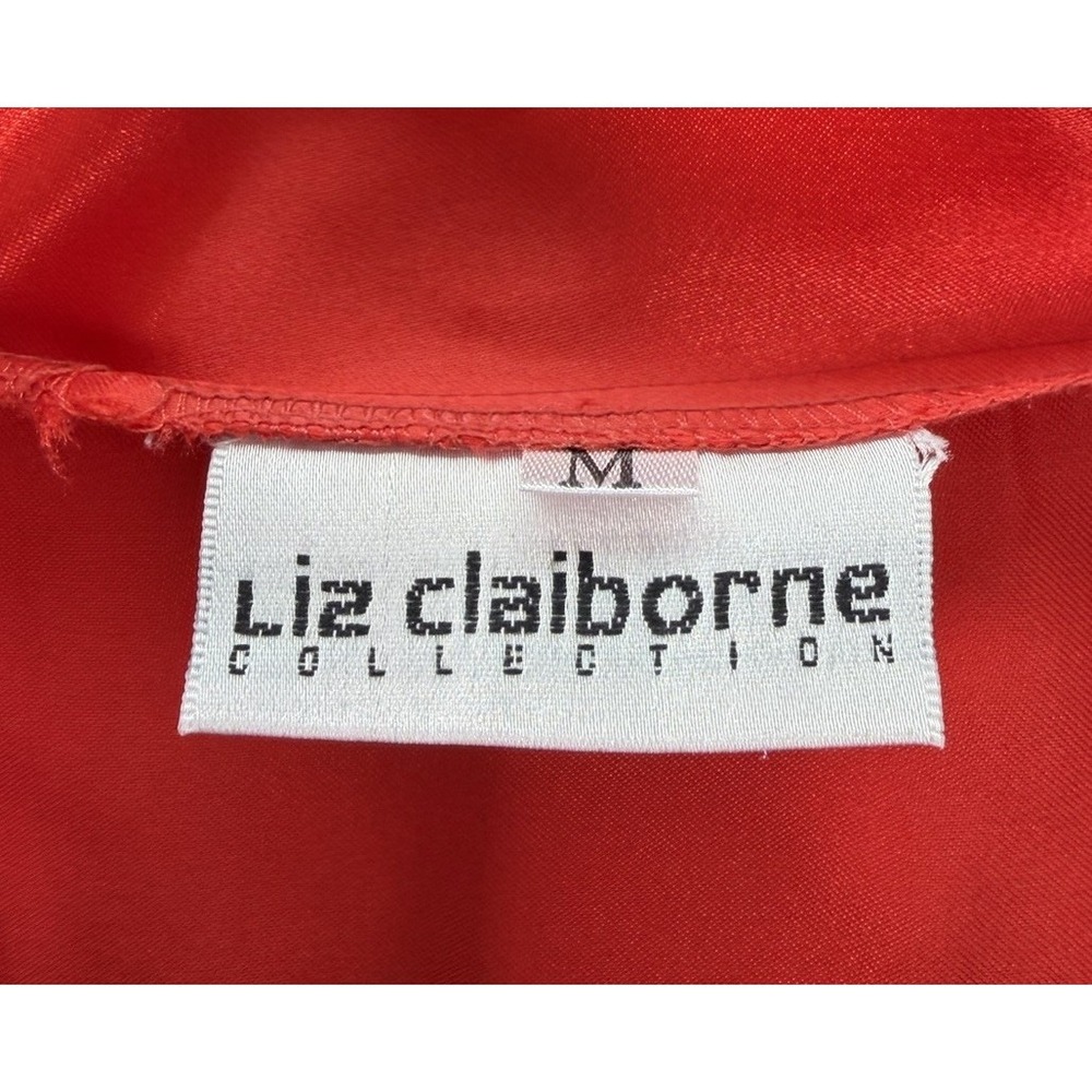 Vintage Liz Claiborne Women M Red Satin Kimono Sleep Set Embroidered Floral Sexy - Picture 4 of 11